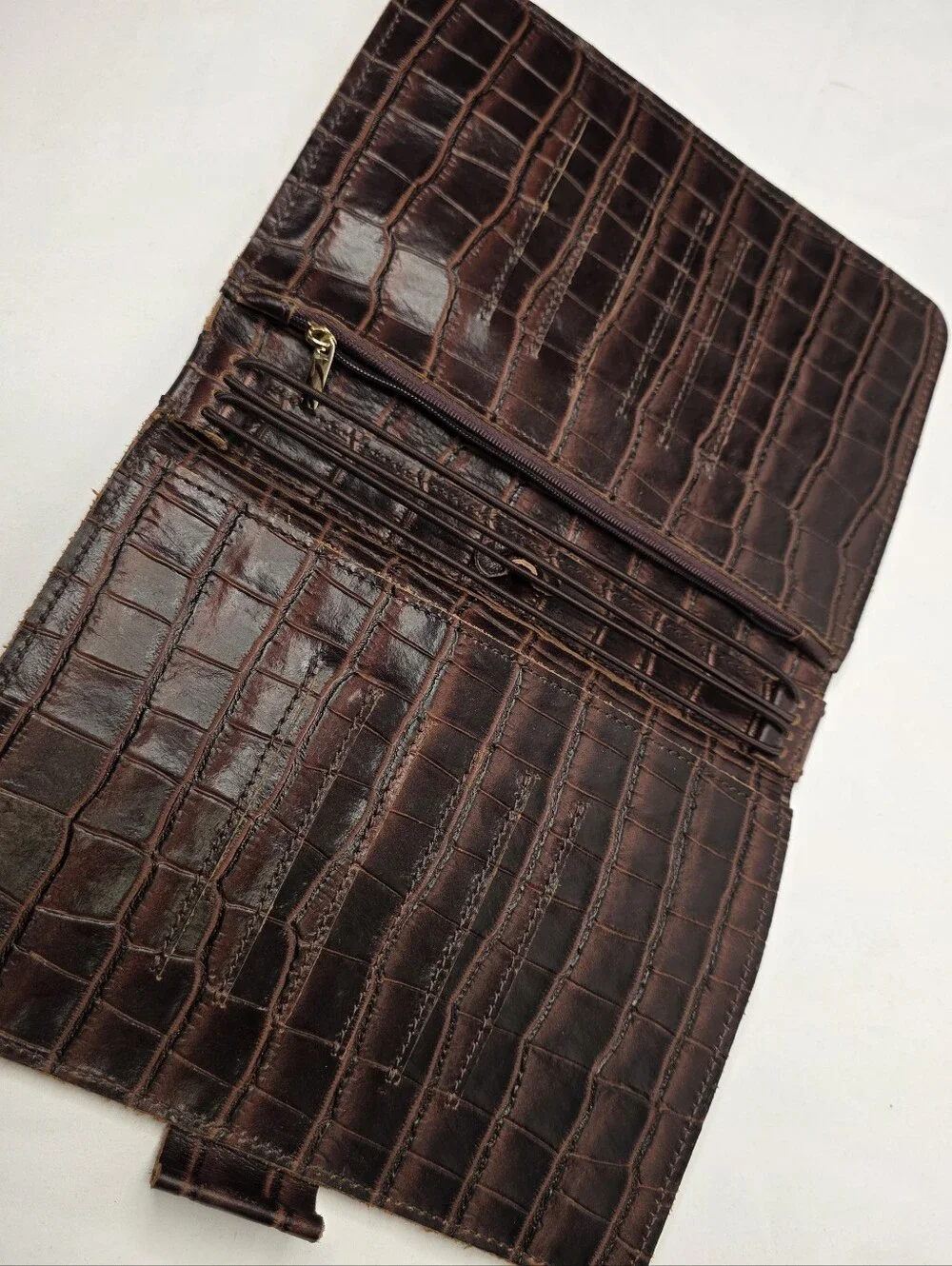 Planner Perfect Leather Traveler’s Notebook Cover Deep Brown Croc Embossed